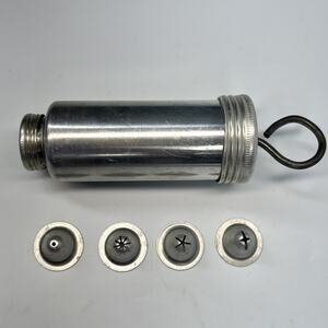 Vintage Cake Decorator Set Cookie Frosting Icing Tube Aluminum w/ 4 Tips